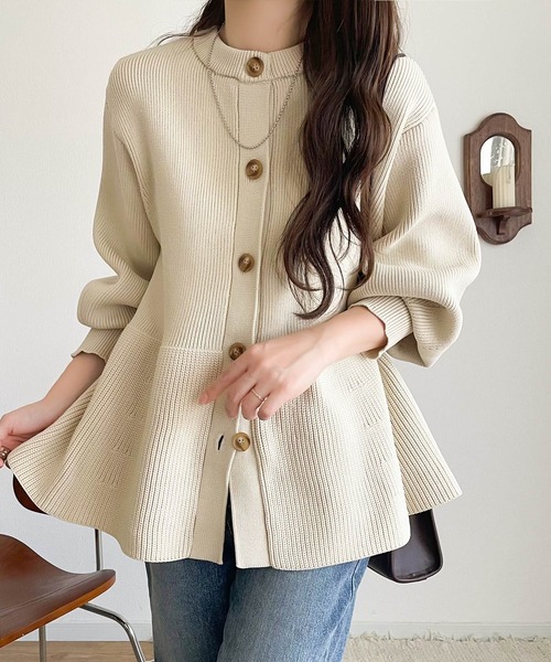 【極美品】ELLIE 大人気！　ペプラムニットカーディガン　ブラック 極美品】ELLIE 大人気！ ペプラムニットカーディガン ブラック 極美品