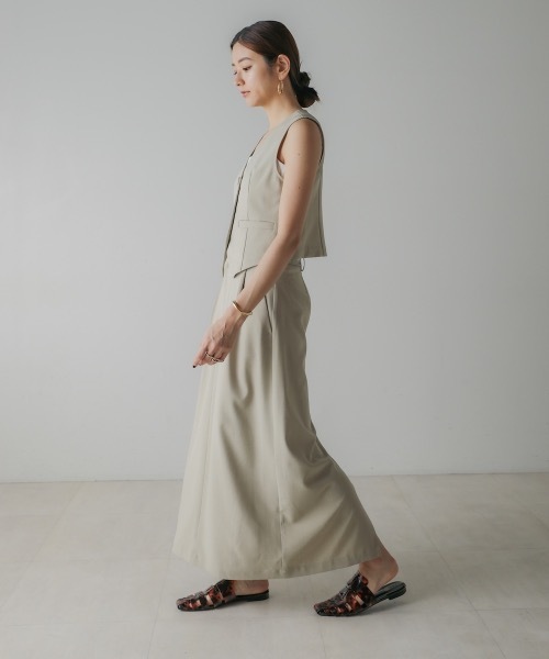 CIEL'AIR(シエルエアー)の「LINEN LIKE SKIRT (リネンライクスカート)(スカート・レディース・ブラック/オリーブ・FREE)」の3枚目の写真
