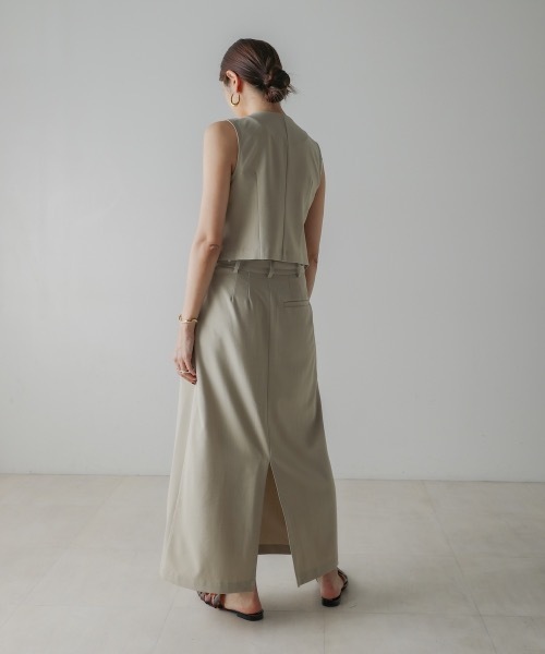 CIEL'AIR(シエルエアー)の「LINEN LIKE SKIRT (リネンライクスカート)(スカート・レディース・ブラック/オリーブ・FREE)」の4枚目の写真