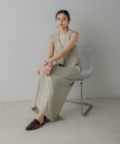 CIEL'AIR(シエルエアー)の「LINEN LIKE SKIRT (リネンライクスカート)(スカート・レディース・ブラック/オリーブ・FREE)」の5枚目の写真