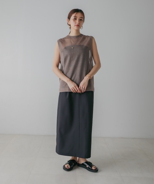 CIEL'AIR(シエルエアー)の「LINEN LIKE SKIRT (リネンライクスカート)(スカート・レディース・ブラック/オリーブ・FREE)」の15枚目の写真