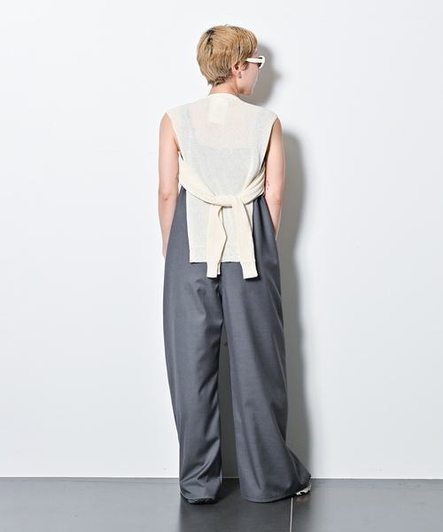 2025CITYSHOPシティショップWOOL ジャンプスーツ美品グレー CITYSHOP（シティーショップ）の「SQUARE NECK STRAIGHT ジャンプ