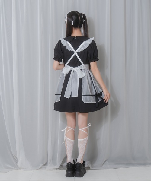 Honey Cinnamon(ハニーシナモン)の「シアーエプロンセットワンピース(ワンピース・レディース・ブラック×ホワイト/グレー×ピンク・FREE)」の8枚目の写真