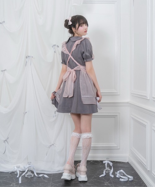 Honey Cinnamon(ハニーシナモン)の「シアーエプロンセットワンピース(ワンピース・レディース・ブラック×ホワイト/グレー×ピンク・FREE)」の15枚目の写真