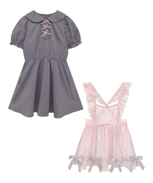 Honey Cinnamon(ハニーシナモン)の「シアーエプロンセットワンピース(ワンピース・レディース・ブラック×ホワイト/グレー×ピンク・FREE)」の17枚目の写真