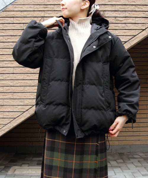 DANTON（ダントン）の「DANTON/ダントン　ダウンフーデッドジャケット　DOWN HOODED JACKET　DT-A0008 TPR（ダウンジャケット/コート・レディース・ブラック/ライトベージュ・S）」の9枚目の写真