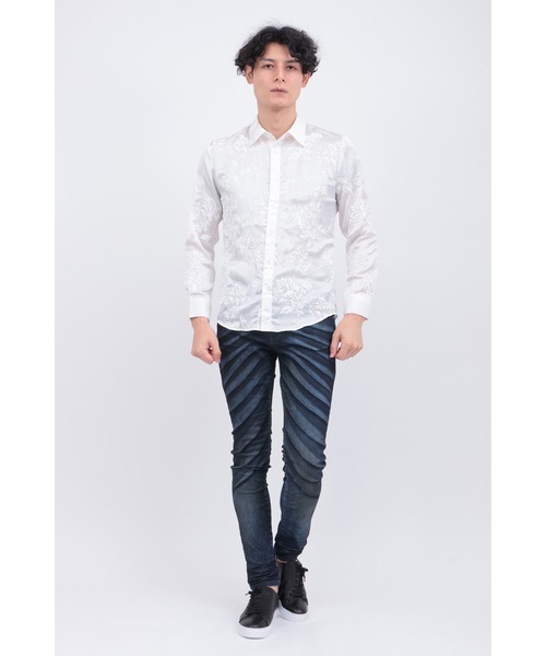 TORNADO MART（トルネードマート）の「ｻﾃﾝｵｰｶﾞﾝｼﾞｰｼｭﾘﾝｸﾌﾗﾜｰﾌﾟﾘﾝﾄｼｬﾂ（シャツ/ブラウス・メンズ・ホワイト/ブラック・M/L/LL）」の4枚目の写真