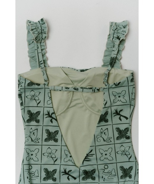 【 M】Knuth Marf flower paint swimwear back open flower swim suit（水着）｜Knuth Marf