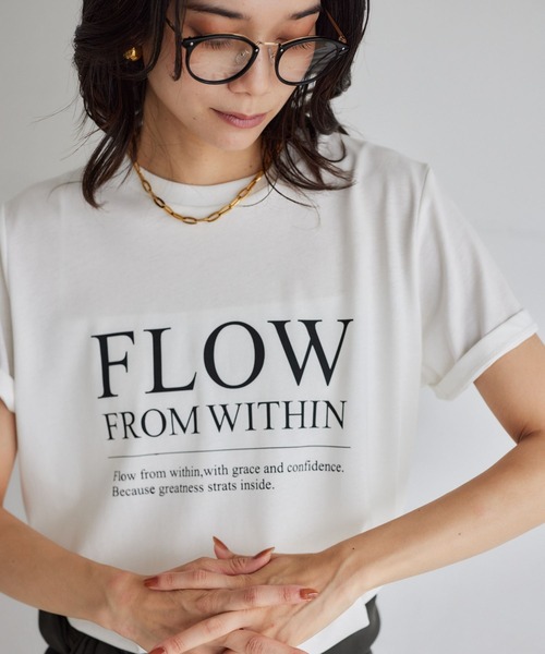 BARNYARDSTORM(バンヤードストーム)の「BARNYARDSTORM / FLOWロゴT / マシンウォッシャブル(Tシャツ/カットソー・レディース・ブラック/ベージュ/ホワイト・FREE)」の1枚目の写真
