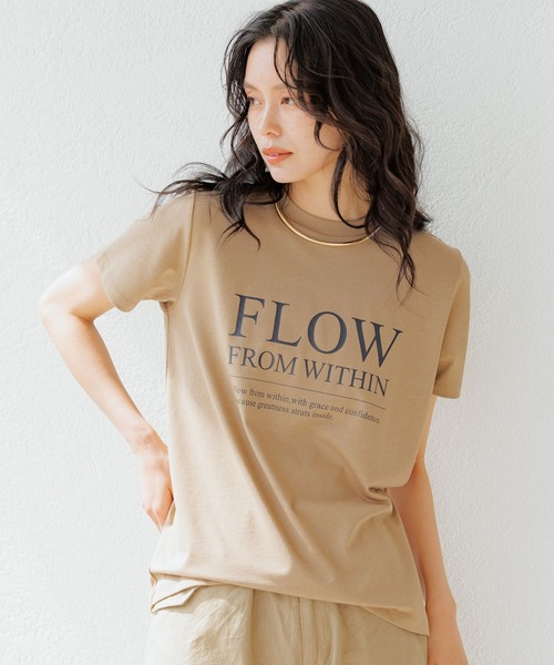 BARNYARDSTORM(バンヤードストーム)の「BARNYARDSTORM / FLOWロゴT / マシンウォッシャブル(Tシャツ/カットソー・レディース・ブラック/ベージュ/ホワイト・FREE)」の4枚目の写真