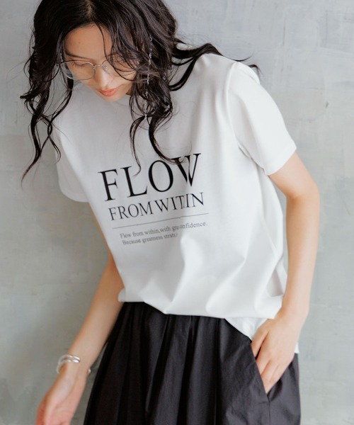 BARNYARDSTORM(バンヤードストーム)の「BARNYARDSTORM / FLOWロゴT / マシンウォッシャブル(Tシャツ/カットソー・レディース・ブラック/ベージュ/ホワイト・FREE)」の8枚目の写真