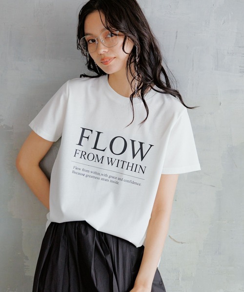 BARNYARDSTORM(バンヤードストーム)の「BARNYARDSTORM / FLOWロゴT / マシンウォッシャブル(Tシャツ/カットソー・レディース・ブラック/ベージュ/ホワイト・FREE)」の9枚目の写真