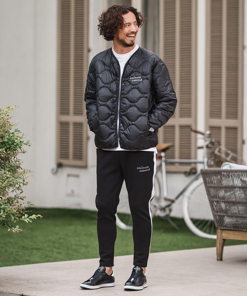 1minute 1second(ワンミニットワンセカンド)の「mp13842-cardboard knit line pants with cursive embroidery イージーパンツ(その他パンツ・メンズ・ブラック/トップグレー・S/M/L/XL)」の8枚目の写真