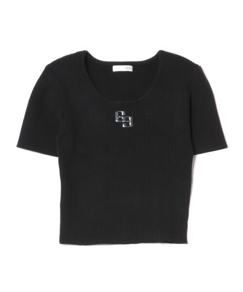 GYDA（ジェイダ）の「GGプレートハーフスリーブニットトップス（ニット/セーター・レディース・その他1/オフホワイト/シルバー/ブラック・FREE）」の3枚目の写真