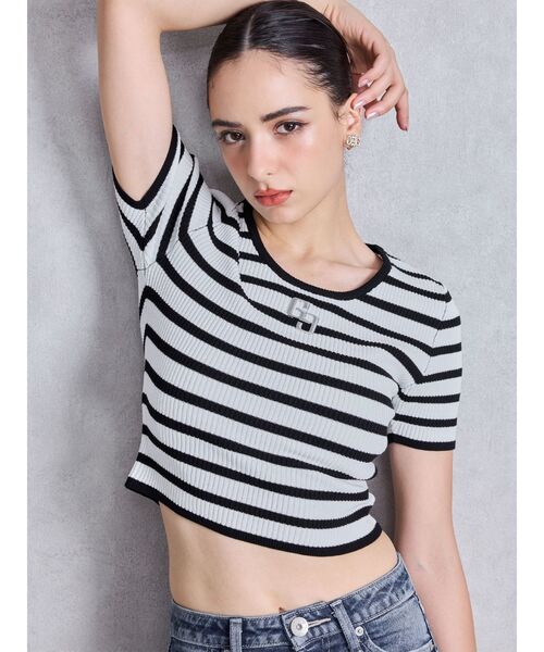 GGプレートハーフスリーブニットトップス（ニット/セーター