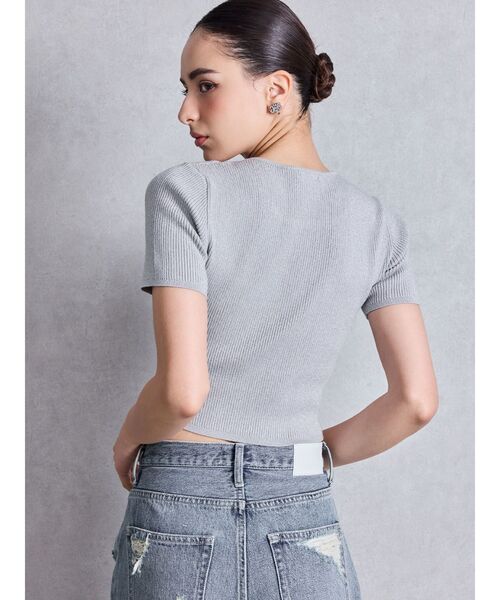 GYDA（ジェイダ）の「GGプレートハーフスリーブニットトップス（ニット/セーター・レディース・その他1/オフホワイト/シルバー/ブラック・FREE）」の10枚目の写真