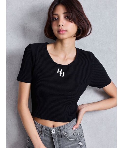 GYDA（ジェイダ）の「GGプレートハーフスリーブニットトップス（ニット/セーター・レディース・その他1/オフホワイト/シルバー/ブラック・FREE）」の12枚目の写真