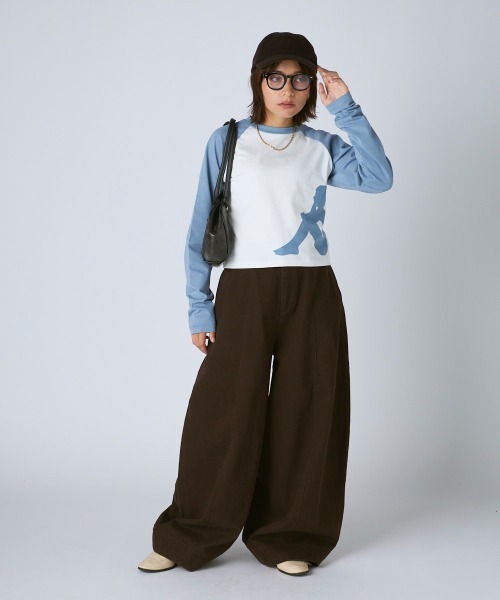 Kappa(カッパ)の「ラグラン長袖Tシャツ(Tシャツ/カットソー・レディース・ブルー/ホワイト・LARGE/MEDIUM/SMALL)」の9枚目の写真