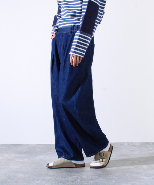 GLOSTER（グロスター）の「【WEB限定】フロントインタックワイドデニム（デニムパンツ・メンズ・インディゴブルー/ブラック・マルチサイズ）」の3枚目の写真