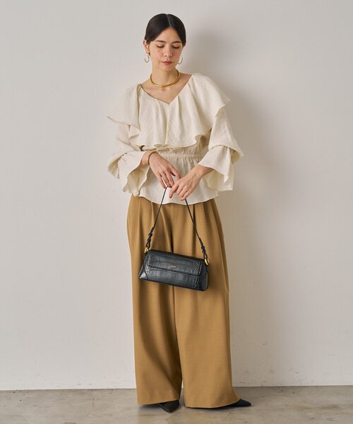 LOUNGEDRESS（ラウンジドレス）の「フリルペプラムブラウス（シャツ/ブラウス・レディース・オフホワイト/カーキ/ブラック・FREE）」の8枚目の写真