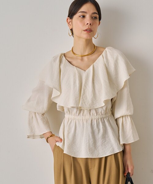 LOUNGEDRESS（ラウンジドレス）の「フリルペプラムブラウス（シャツ/ブラウス・レディース・オフホワイト/カーキ/ブラック・FREE）」の12枚目の写真