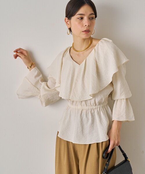 LOUNGEDRESS（ラウンジドレス）の「フリルペプラムブラウス（シャツ/ブラウス・レディース・オフホワイト/カーキ/ブラック・FREE）」の13枚目の写真