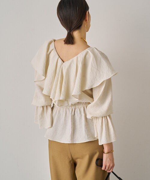 LOUNGEDRESS（ラウンジドレス）の「フリルペプラムブラウス（シャツ/ブラウス・レディース・オフホワイト/カーキ/ブラック・FREE）」の16枚目の写真