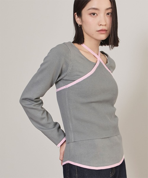 miette(ミエット)の「ホルターネックニットアンサンブル(ニット/セーター・レディース・ブラック/ベージュ/グレー/ホワイト・FREE)」の4枚目の写真