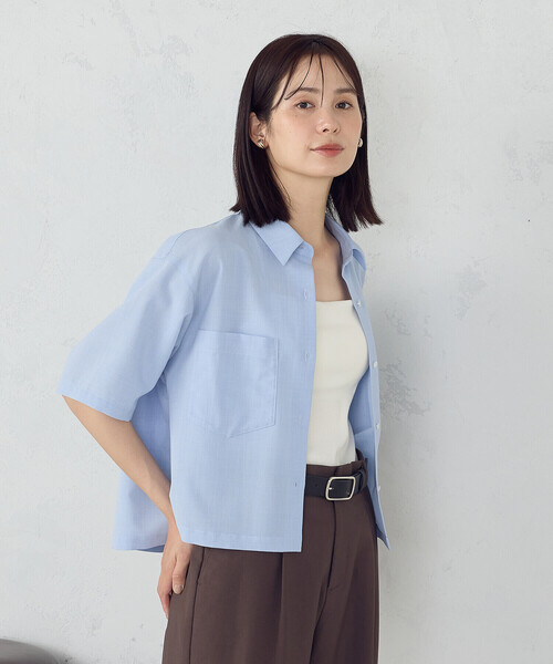 COMME CA ISM（コムサイズム）の「クロップド 半袖シャツ（シャツ/ブラウス・レディース・サックスブルー/ホワイト/チャコール・MEDIUM/LARGE）」の21枚目の写真