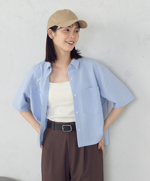 COMME CA ISM（コムサイズム）の「クロップド 半袖シャツ（シャツ/ブラウス・レディース・サックスブルー/ホワイト/チャコール・MEDIUM/LARGE）」の18枚目の写真
