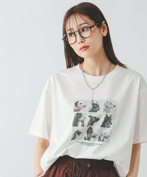 GLOBAL WORK(グローバルワーク)の「ヘビロッTEEアソートプリント/577891(Tシャツ/カットソー・レディース・ホワイト系1/ホワイト系2/ホワイト系3/ホワイト系5/ホワイト系4/スミクロ・MEDIUM/LARGE)」の2枚目の写真