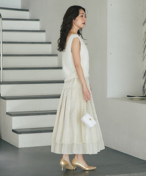 La boutique BonBon（ラブティックボンボン）の「【最強モテニット】ロングフェザー前後2WAYニットベスト（ベスト・レディース・ライトグレー/オフホワイト/ピンク・FREE）」の13枚目の写真