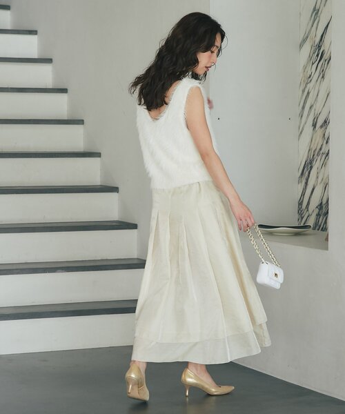 La boutique BonBon（ラブティックボンボン）の「【最強モテニット】ロングフェザー前後2WAYニットベスト（ベスト・レディース・ライトグレー/オフホワイト/ピンク・FREE）」の14枚目の写真