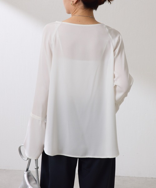 「COLLAGE GALLARDAGALANTE」 長袖ブラウス FREE ホワイト レディース COLLAGE GALLARDAGALANTE ブラウス シャツ ジャージ袖リブT