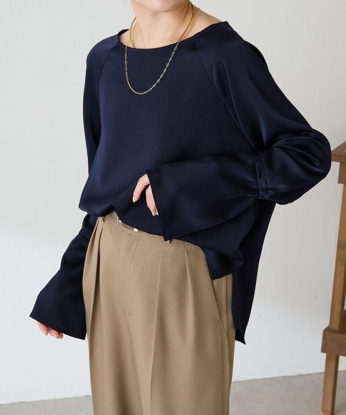 【新品未使用】　コラージュガギャルダガランテ　袖フレアサテンブラウス 袖フレアサテンTブラウス（シャツ/ブラウス）｜COLLAGE