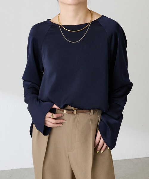 【新品】COLLAGE GALLARDAGALANTE 袖フレアサテンTブラウス セール】袖フレアサテンTブラウス（シャツ/ブラウス）｜COLLAGE