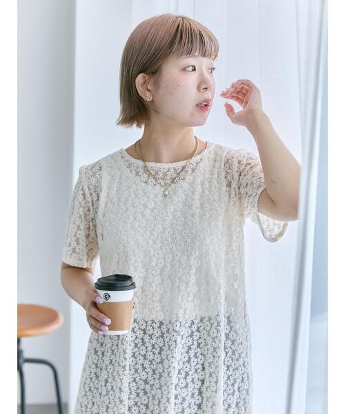 ehka sopo(エヘカソポ)の「◎レース切り替えワンピース(ワンピース・レディース・オフホワイト/ブラック/キナリ・F)」の4枚目の写真