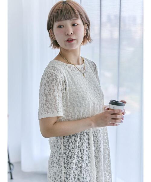 ehka sopo(エヘカソポ)の「◎レース切り替えワンピース(ワンピース・レディース・オフホワイト/ブラック/キナリ・F)」の5枚目の写真