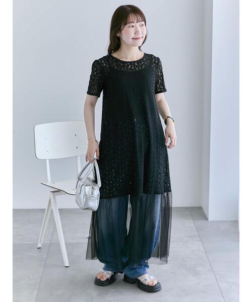ehka sopo(エヘカソポ)の「◎レース切り替えワンピース(ワンピース・レディース・オフホワイト/ブラック/キナリ・F)」の8枚目の写真
