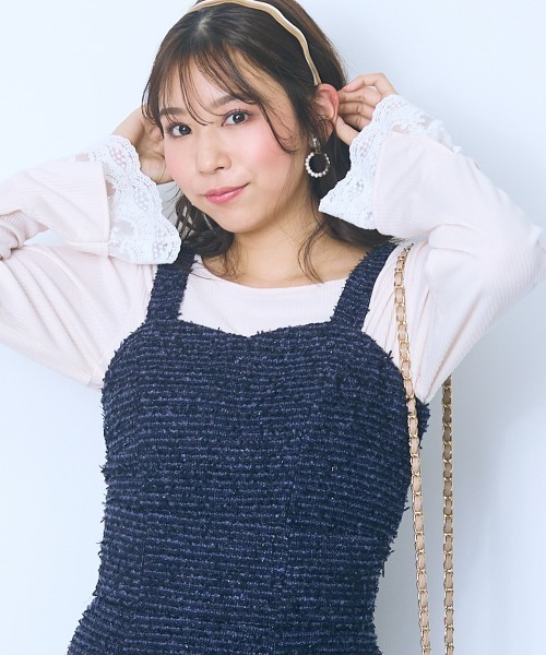 marun（マルン）の「＜大きいサイズ＞ツイード調ビスチェ marun（ベスト・レディース・ネイビー/アイボリー・5L/4L/3L/LL/L）」の2枚目の写真