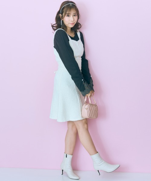 marun（マルン）の「＜大きいサイズ＞ツイード調ビスチェ marun（ベスト・レディース・ネイビー/アイボリー・5L/4L/3L/LL/L）」の4枚目の写真