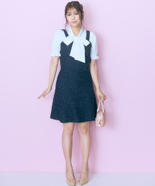 marun（マルン）の「＜大きいサイズ＞ツイード調ビスチェ marun（ベスト・レディース・ネイビー/アイボリー・5L/4L/3L/LL/L）」の13枚目の写真