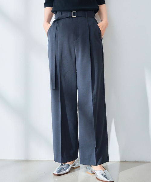 CROSS FUNCTION（クロスファンクション）の「《UV/通気性》サマ美え センタープレスストレートワイドパンツ【CROSS FUNCTION/クロスファンクション】（スラックス・レディース・ダークブラウン/チャコールグレー・LL/L/M）」の2枚目の写真