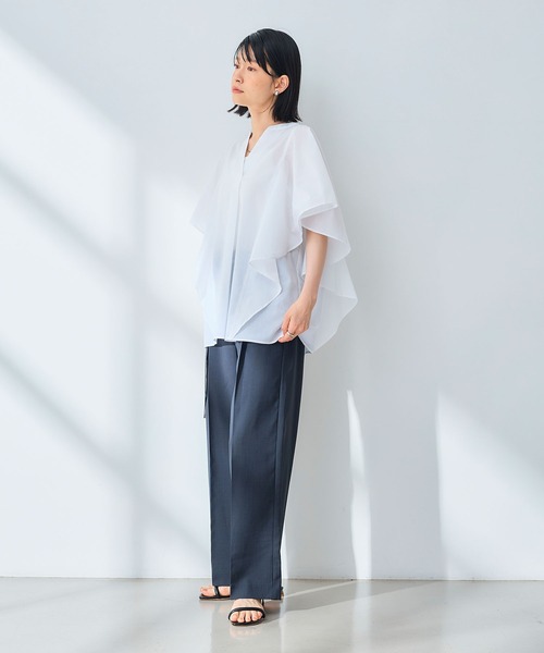 CROSS FUNCTION（クロスファンクション）の「《UV/通気性》サマ美え センタープレスストレートワイドパンツ【CROSS FUNCTION/クロスファンクション】（スラックス・レディース・ダークブラウン/チャコールグレー・LL/L/M）」の20枚目の写真