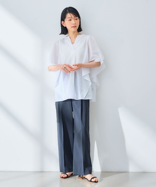 CROSS FUNCTION（クロスファンクション）の「《UV/通気性》サマ美え センタープレスストレートワイドパンツ【CROSS FUNCTION/クロスファンクション】（スラックス・レディース・ダークブラウン/チャコールグレー・LL/L/M）」の18枚目の写真