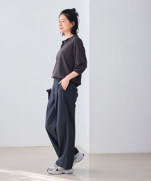 CROSS FUNCTION（クロスファンクション）の「《UV/通気性》サマ美え センタープレスストレートワイドパンツ【CROSS FUNCTION/クロスファンクション】（スラックス・レディース・ダークブラウン/チャコールグレー・LL/L/M）」の10枚目の写真