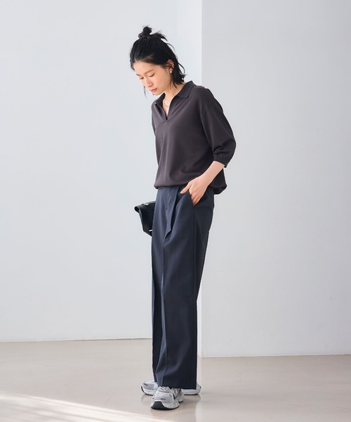 CROSS FUNCTION（クロスファンクション）の「《UV/通気性》サマ美え センタープレスストレートワイドパンツ【CROSS FUNCTION/クロスファンクション】（スラックス・レディース・ダークブラウン/チャコールグレー・LL/L/M）」の11枚目の写真