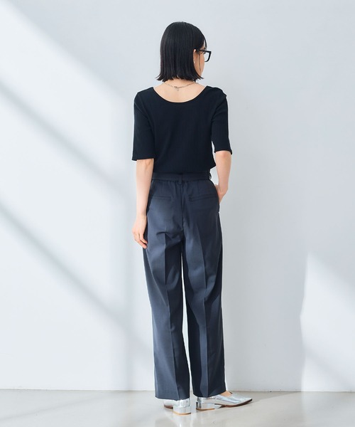 CROSS FUNCTION（クロスファンクション）の「《UV/通気性》サマ美え センタープレスストレートワイドパンツ【CROSS FUNCTION/クロスファンクション】（スラックス・レディース・ダークブラウン/チャコールグレー・LL/L/M）」の17枚目の写真