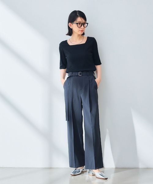 CROSS FUNCTION（クロスファンクション）の「《UV/通気性》サマ美え センタープレスストレートワイドパンツ【CROSS FUNCTION/クロスファンクション】（スラックス・レディース・ダークブラウン/チャコールグレー・LL/L/M）」の14枚目の写真