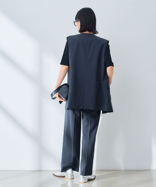 CROSS FUNCTION（クロスファンクション）の「《UV/通気性》サマ美え センタープレスストレートワイドパンツ【CROSS FUNCTION/クロスファンクション】（スラックス・レディース・ダークブラウン/チャコールグレー・LL/L/M）」の6枚目の写真